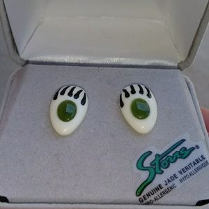 Bone and genuine Jade Bearpaw earrings